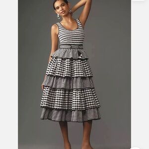 NWT Hunter Bell Andrea Gingham Tiered Midi dress